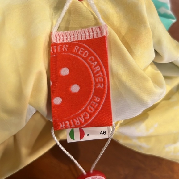 Red Carter ruched maillot tye dye whole piece bathing suit size Large NWT - Picture 7 of 10